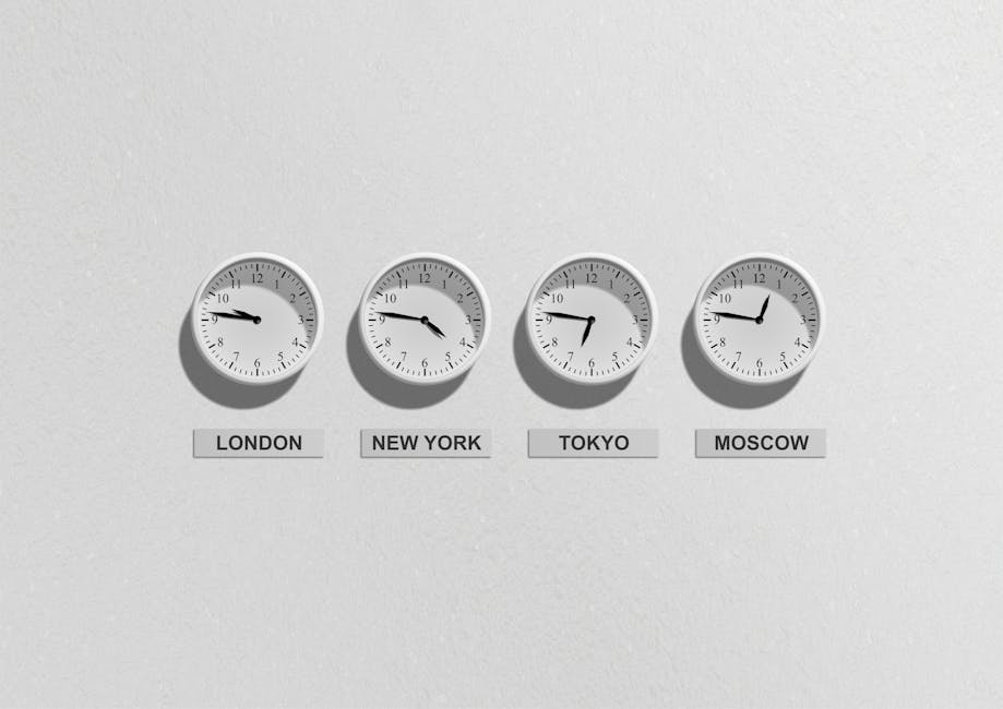 four-wall-clocks-showing-different-time-zones-for-london-new